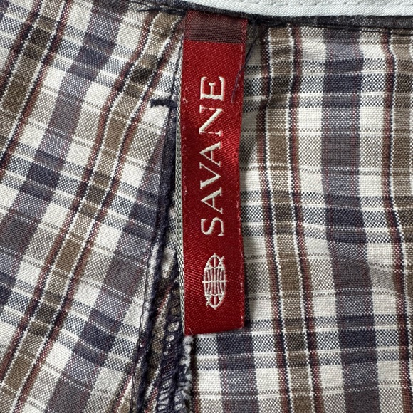 Savane Men's 3XL Grey & Tan Plaid Flat Front Shorts Preppy Classic Smart Casual - Picture 2 of 11